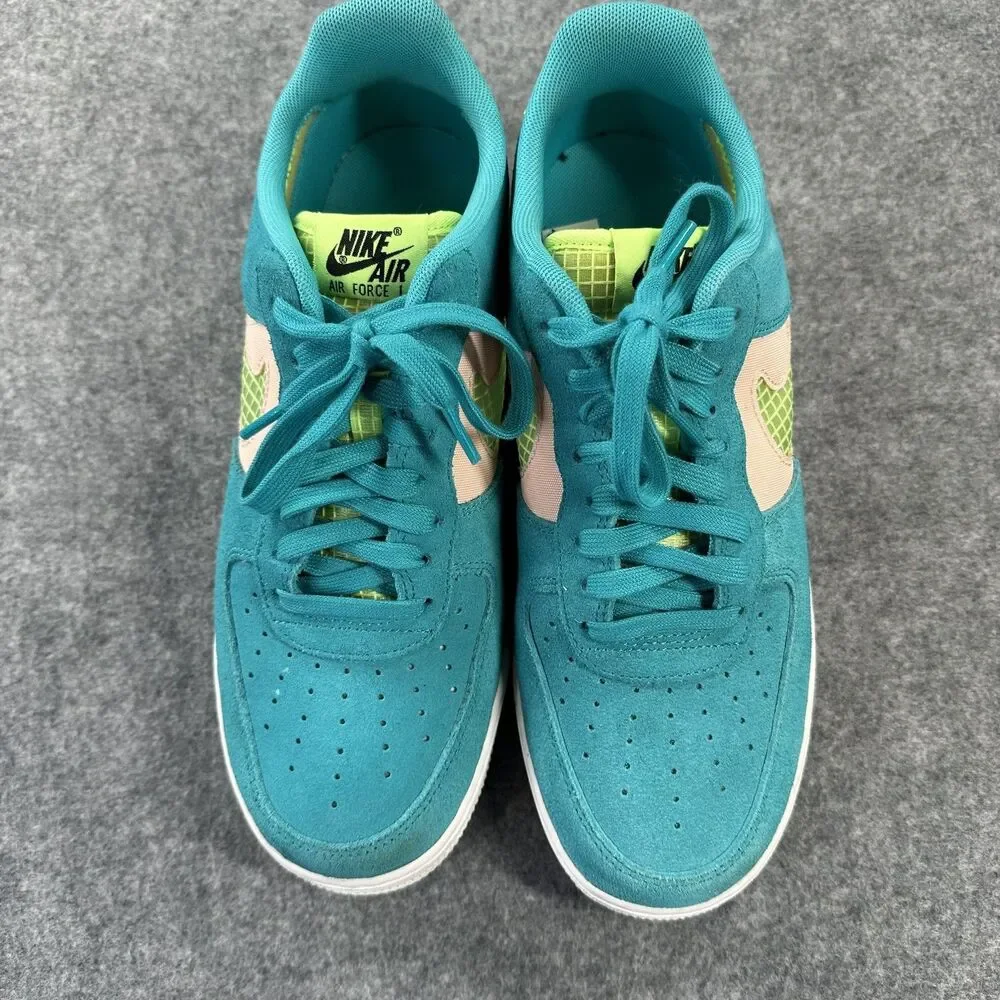 Nike Air Force 1 Low Shoes Sneakers Mens Sz 9.5 Teal Multicolor Suede CK4383-300